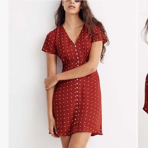 Madewell bright Ember button dot dress